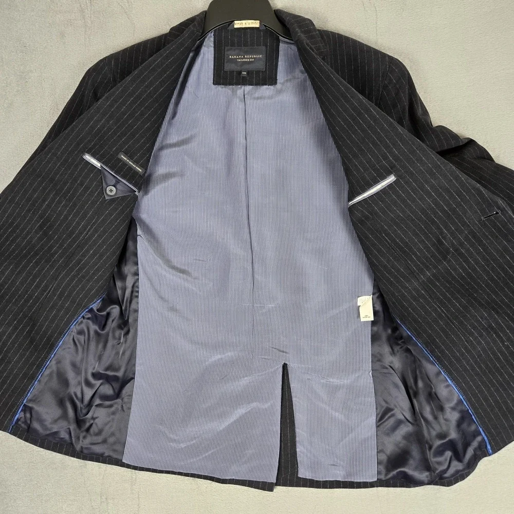Banana‎ Republic Blazer Mens 42R Gray Wool Tailored Fit Italian Fabric Jacket
